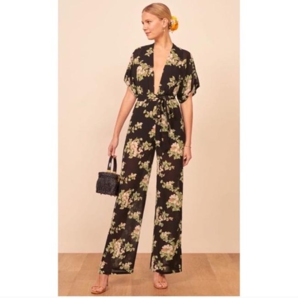 Reformation Black Lemongrass Arielle Jumpsuit Romper  Sz 0 XS - Picture 1 of 2
